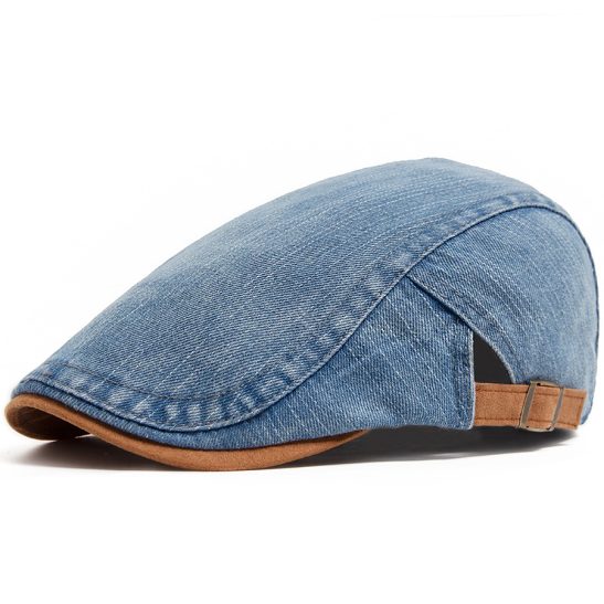 Denim flat cap