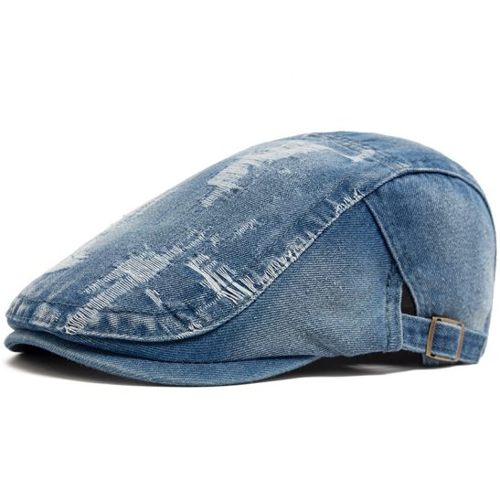 Destroyed Denim Flat Hat