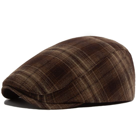 Plaid cotton velvet flat cap