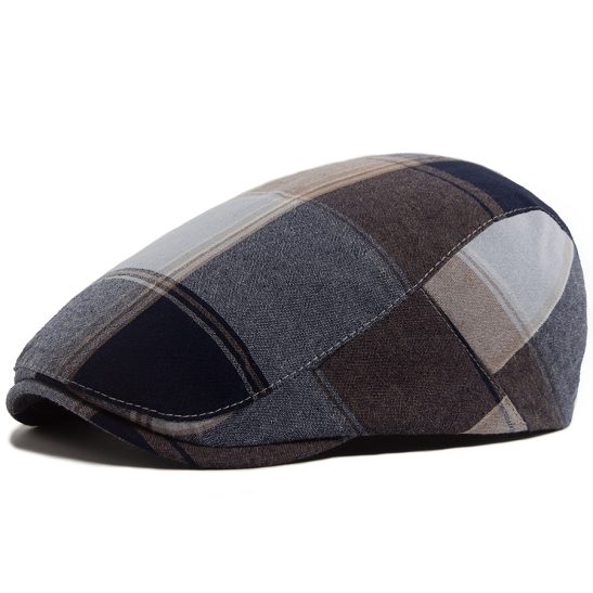 Checkered pattern cotton flat cop hat